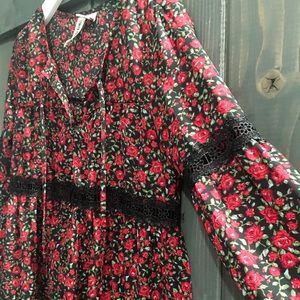 Red rose floral blouse